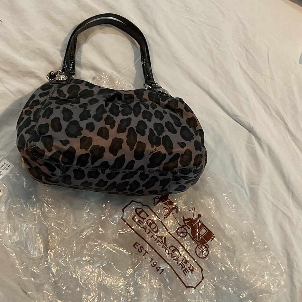 Coach Black and Brown Leopard Shoulder Bag